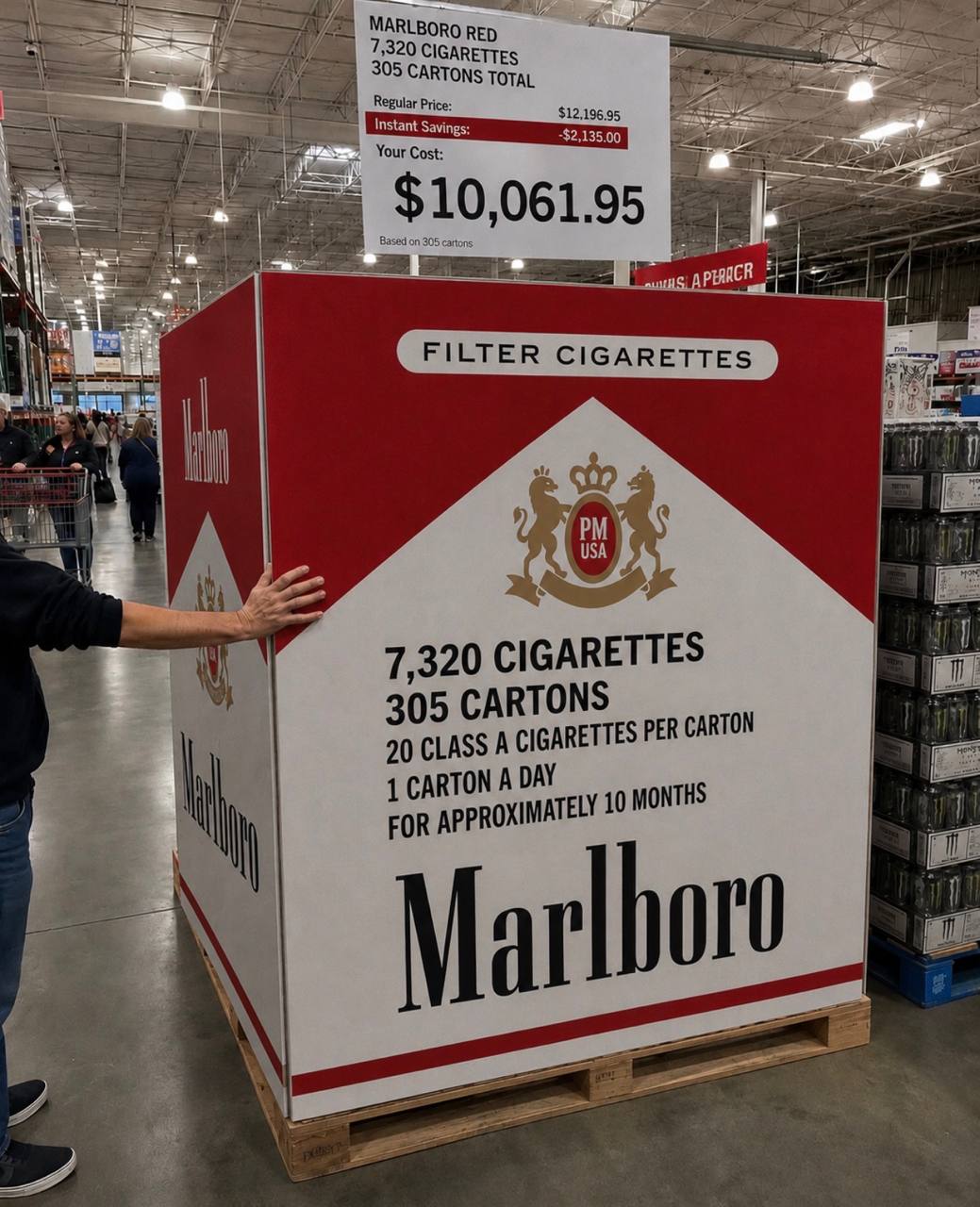 MARLBORO RED 7,320 CIGARETTES 305 CARTONS TOTAL Your Cost: $10,061.95 a 1 7,320 CIGARETTES 3 ETTES PER CARTON 20 CLASS А CIGAR 1 CARTON 10 MONTHS FOR APPROXIM Marh