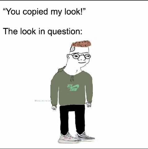 “You copied my look!” The look in question: