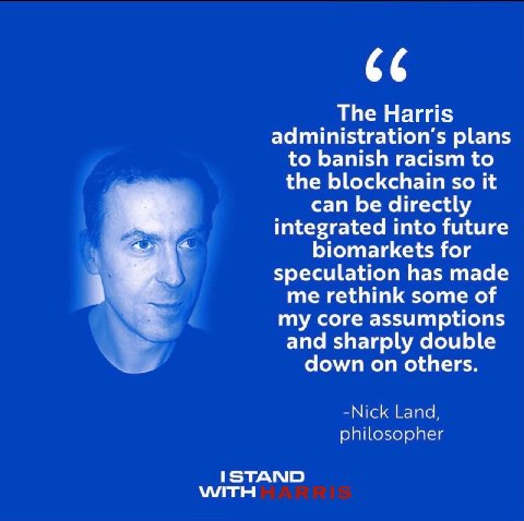 The Harris plans to banish racism to the blockchain so it can be directly integrated into future biomarkets for А speculation has made me rethink some of core assumptions and sharply double down on ot