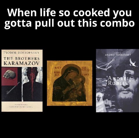 When life so cooked you gotta pull out this combo FYODOR DOSTOEVSKY THE BROTHERS KARAMAZOV