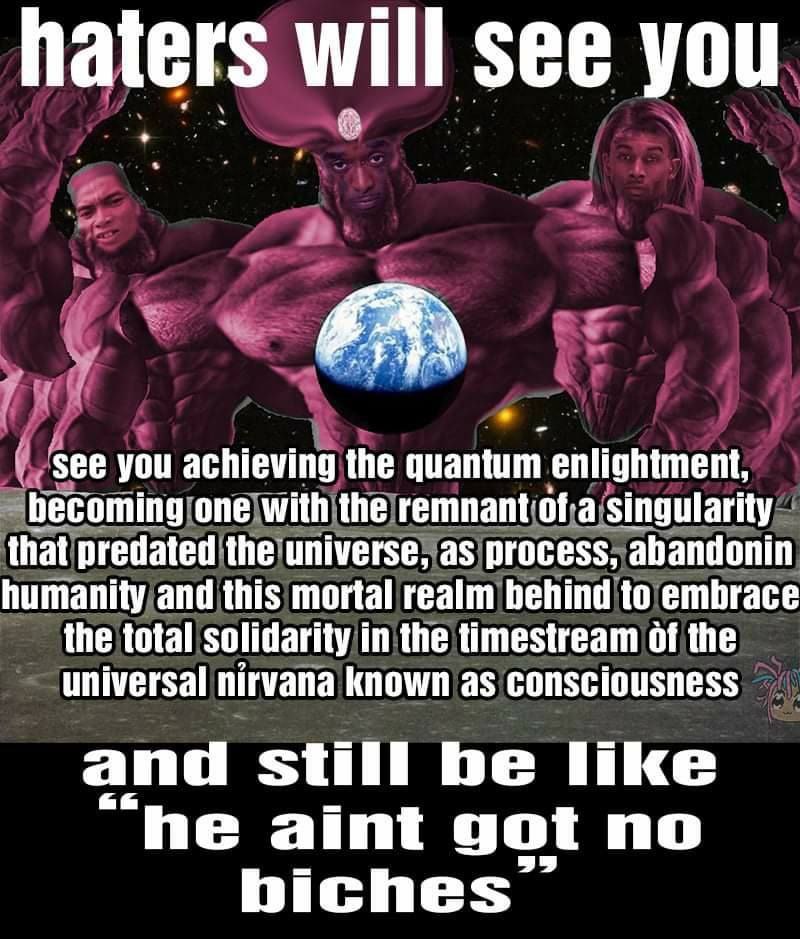 haters will see you у ‘see you achieving the quantum enlightment, becoming one with the remnant‘of-a that predated as process, abandonin humanity and this mortal realm behind to embrace the total soli