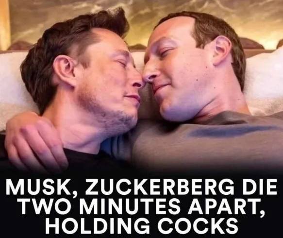 MUSK, ZUCKERBERG DIE TWO MINUTES APART, HOLDING COCKS