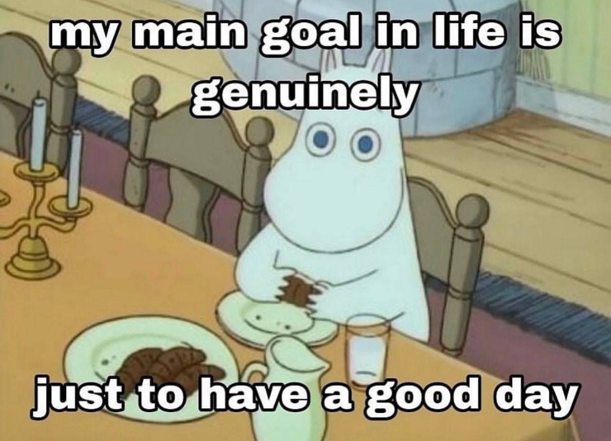 my main goal in life is genuinely just,to,,have a good day