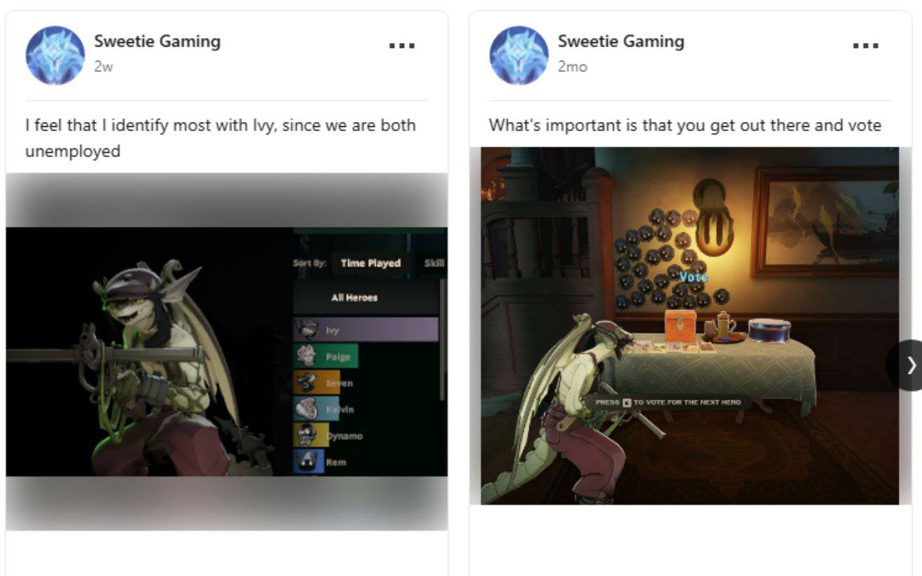 Sweetie Gaming Sweetie Gaming feel that identify most with Ivy, since we are both What's important is that you get out there and vote unemployed Time Played Vor All were 4 4 a
