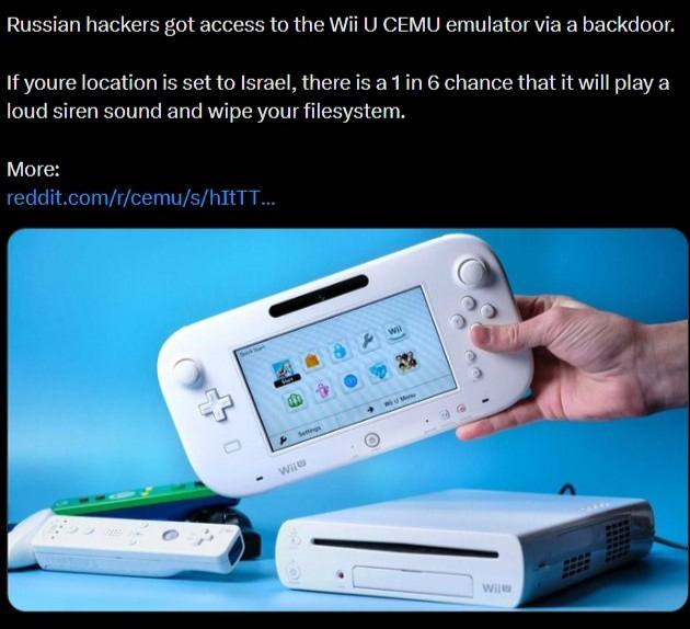 Russian hackers got access to the МАРО СЕМИ emulator а backdoor. youre location is set to Israel, there is chance that it will play a loud siren sound and wipe your filesystem, More: 4 5, we