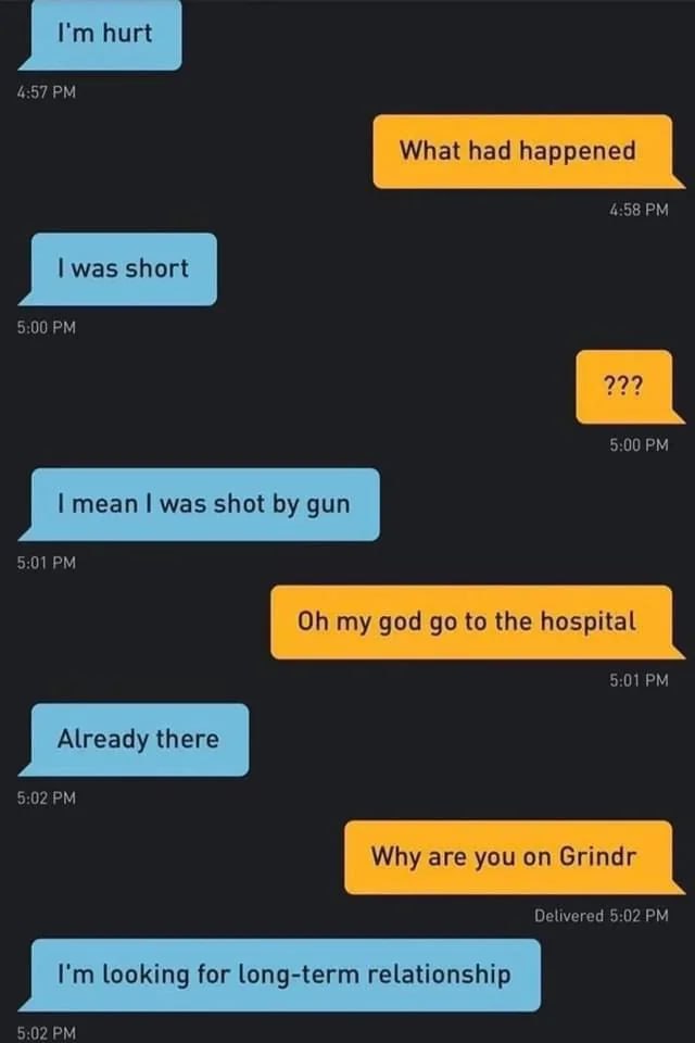 What had happened my god to the hospital read Why are you on Grindr