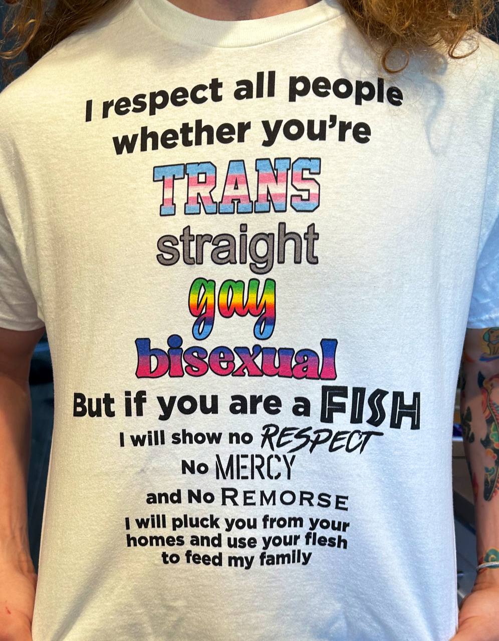 res pect all People whether you’re straight But if you are а will show no No MERCY 1 will pluck you from your and No REMORSE jomes and use your flesh to feed my family
