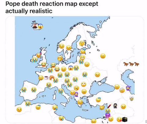 Pope death reaction map except actually realistic