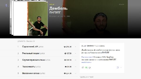 ALBUM Дембель About “Дембель” 7 contributors Строителей, 69 Дембель второй альбом экспериментального рэпера из Архангельска ПНГОПГ Реальный пацан 127.2К 19 января 2018, Дембель Скупая мужская слеза сп