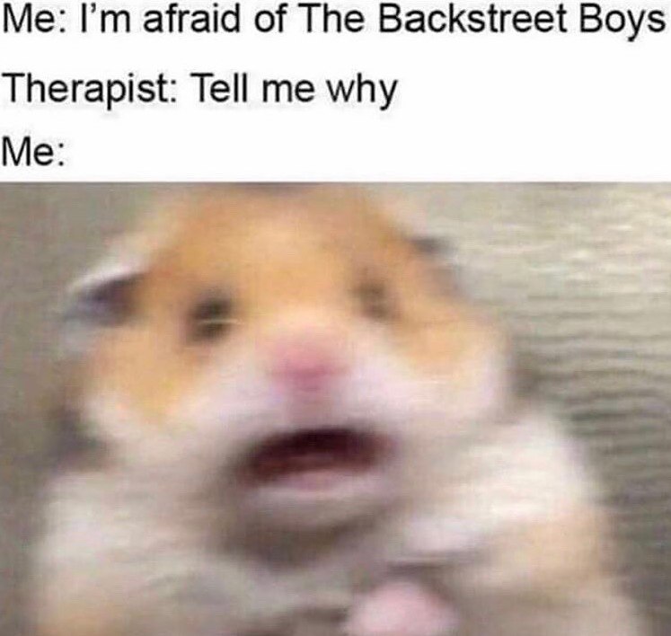 Me: afraid of The Backstreet Boys Therapist: Tell me why Me: