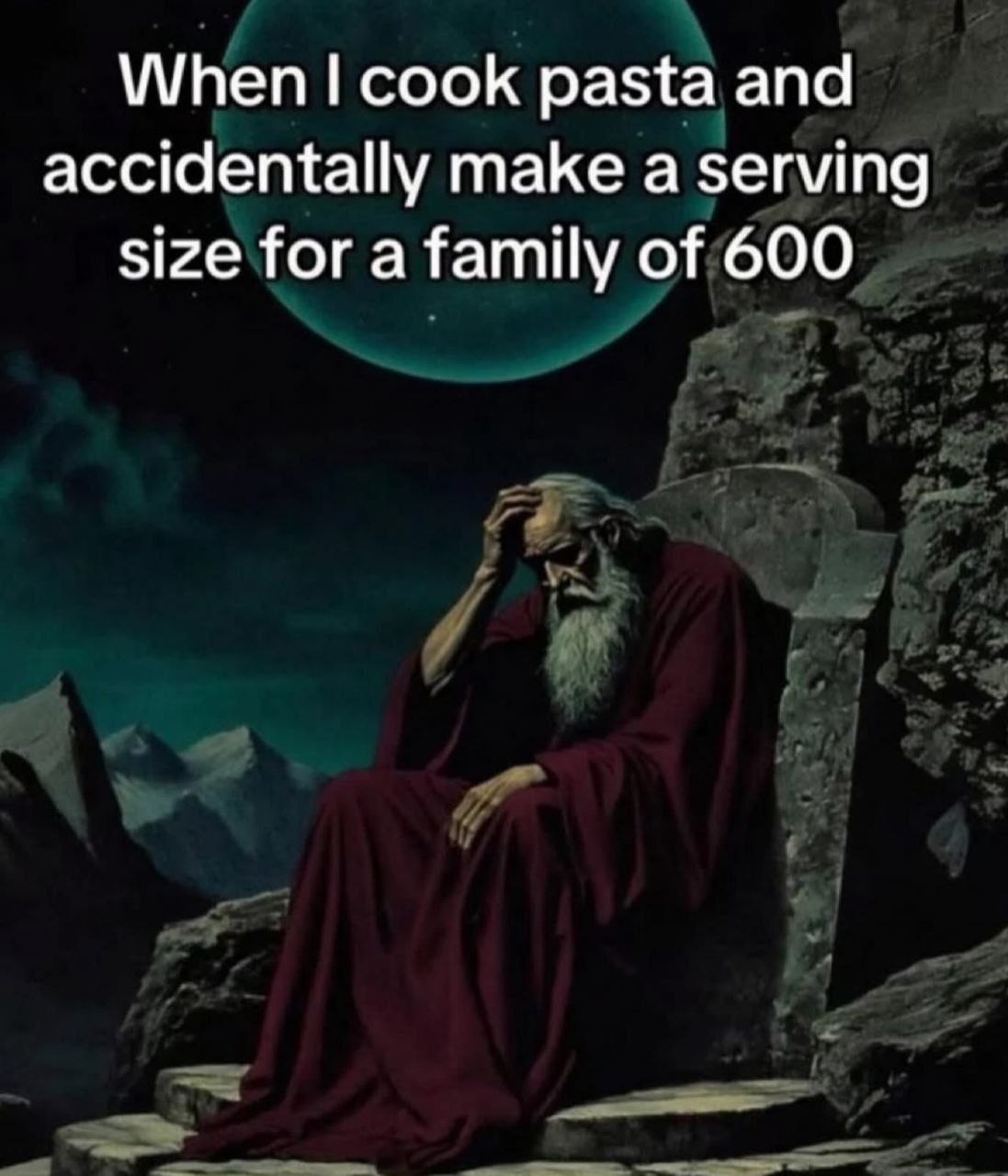 When cook pasta and accidentally make a serving size fora family of 600