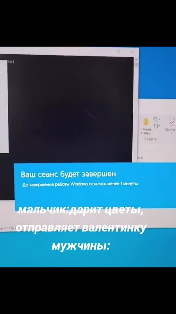 мальчик:дарит цветы, отправляет валентинку Документы я мужчины отправляет вайенвини Ваш сеанс будет завершен Do завершения работы Windows осталось менее 1 минуты.