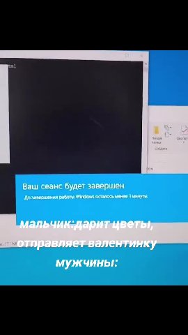 мальчик:дарит цветы, отправляет валентинку Документы я мужчины отправляет вайенвини Ваш сеанс будет завершен Do завершения работы Windows осталось менее 1 минуты.