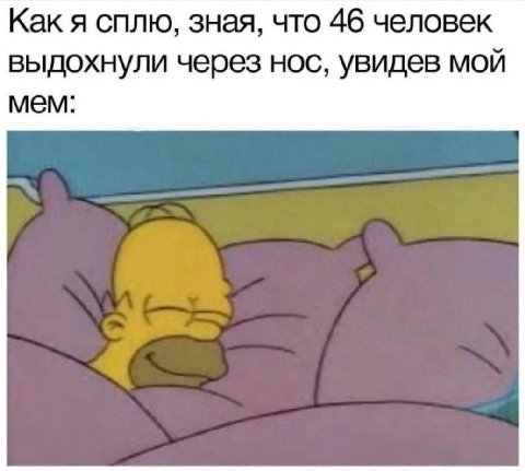 Как я сплю, зная, что 46 человек выдохнули через нос, увидев мой мем: