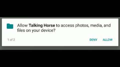 Allow Talking Horse to access photos, media, and files on your device? DENY ALLOW