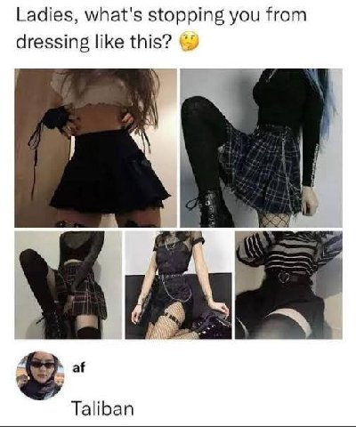 Ladies, what's stopping you from dressing like this? у Taliban