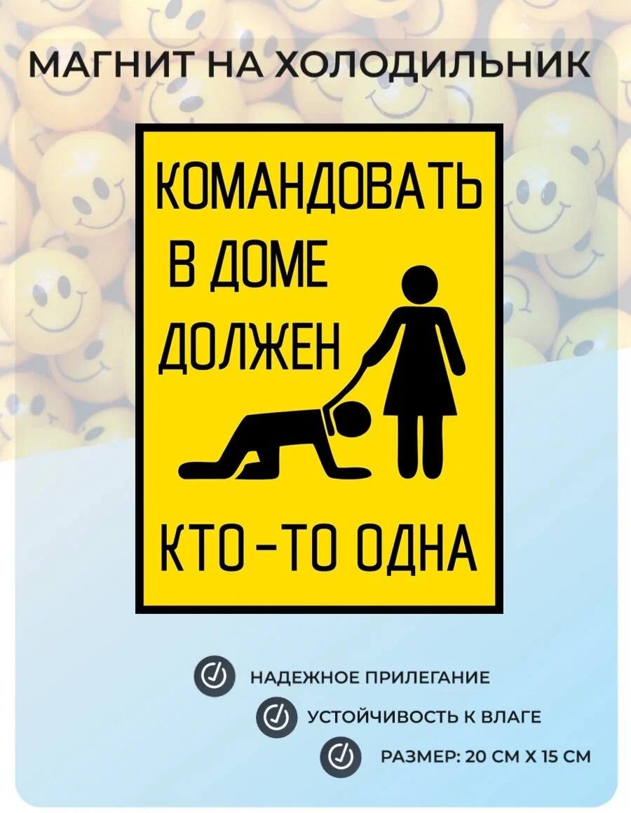 МАГНИТ НА ХОЛОДИЛЬНИК КОМАНДОВАТЬ В ДОМЕ ДОЛЖЕН КТО-ТО ОДНА