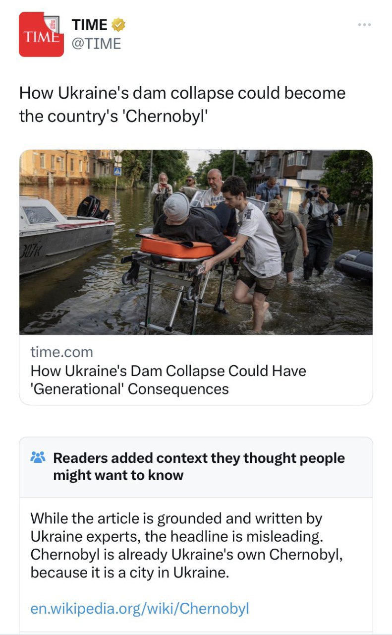 Я TIME @TIME How Ukraine's dam collapse could become the country's 'Chernobyl' 4 time.com How Ukraine's Dam Collapse Could Have Consequences ‘a Readers added context they thought people might want to 