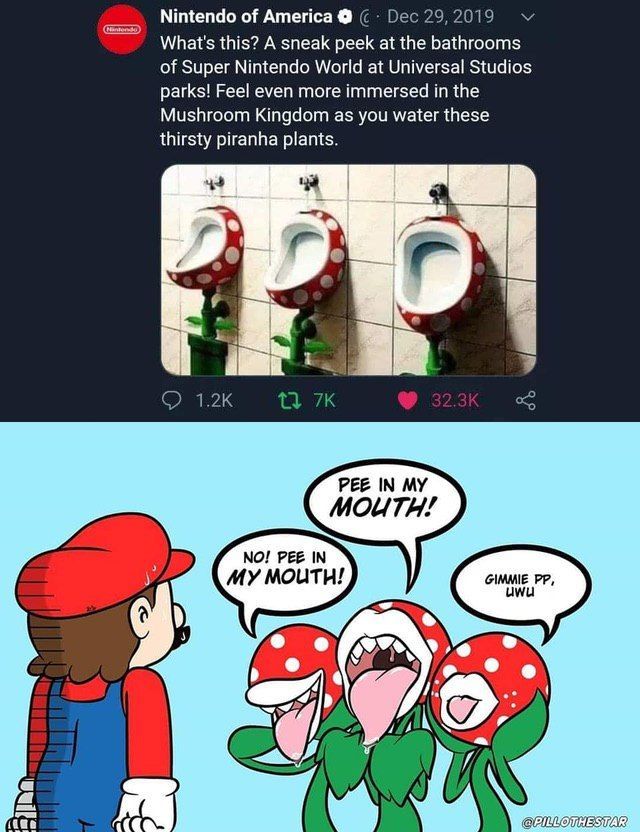 Nintendo of America (С. Dec 29, 2019 What's this? A sneak peek at the bathrooms of Super Nintendo World at Universal Studios parks! Feel even more immersed in the Mushroom Kingdom as you water these t