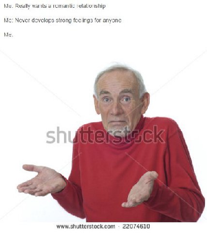 Me: Really wants а romantic relationship Me: Never develops strong feelings for anyone Me: www.shutterstock.com 22074610