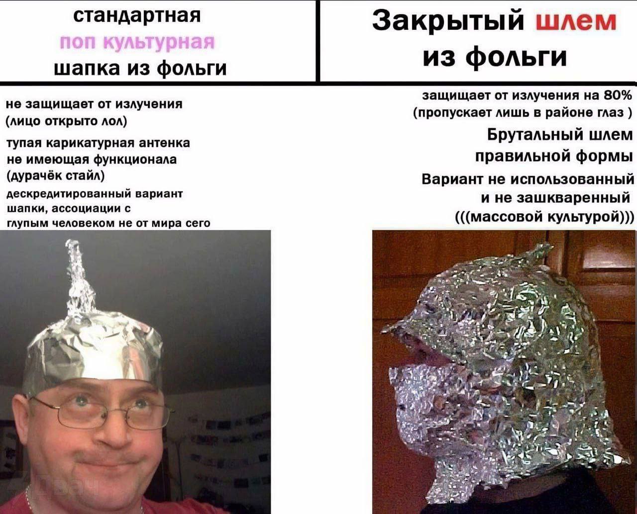 стандартная Закрытый шлем из фольги шапка из фольги защищает от излучения на 80% не защищает от излучения (пропускает лишь в районе глаз (лицо открыто лол) Брутальный шлем тупая карикатурная антенка н
