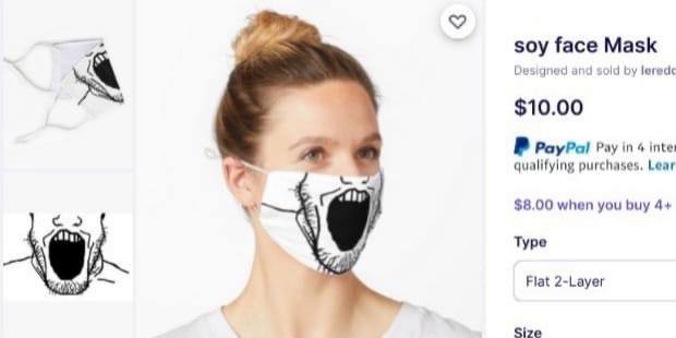 soy face Mask and sold lerede $10.00 в PayPal Pay in 4 inte: qualifying purchases, Lear $8.00 when you buy 4+ Туре Flat 2-Layer Sive