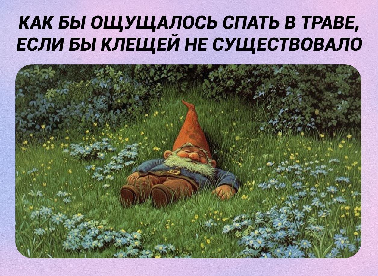 КАК БЫ ОЩУЩАЛОСЬ СПАТЬ В ТРАВЕ, ЕСЛИ БЫ КЛЕЩЕИ НЕ СУЩЕСТВОВАЛО 7 pat.