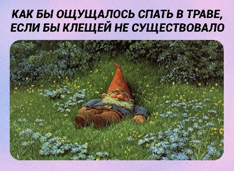 КАК БЫ ОЩУЩАЛОСЬ СПАТЬ В ТРАВЕ, ЕСЛИ БЫ КЛЕЩЕИ НЕ СУЩЕСТВОВАЛО 7 pat.