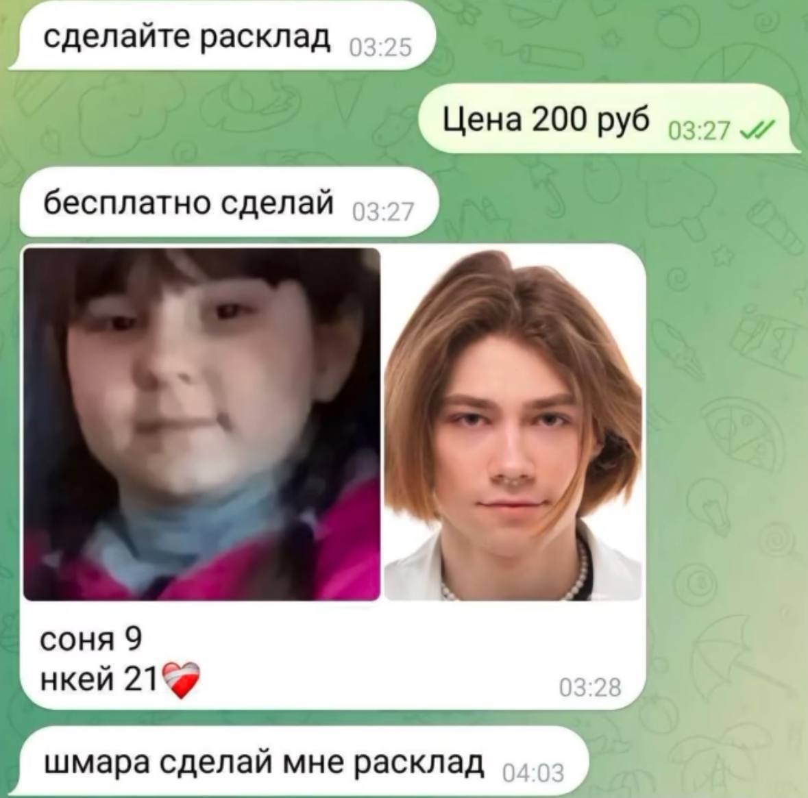 сделайте расклад Цена 200 руб бесплатно сделай COHA 9 нкей 21% шмара сделай мне расклад