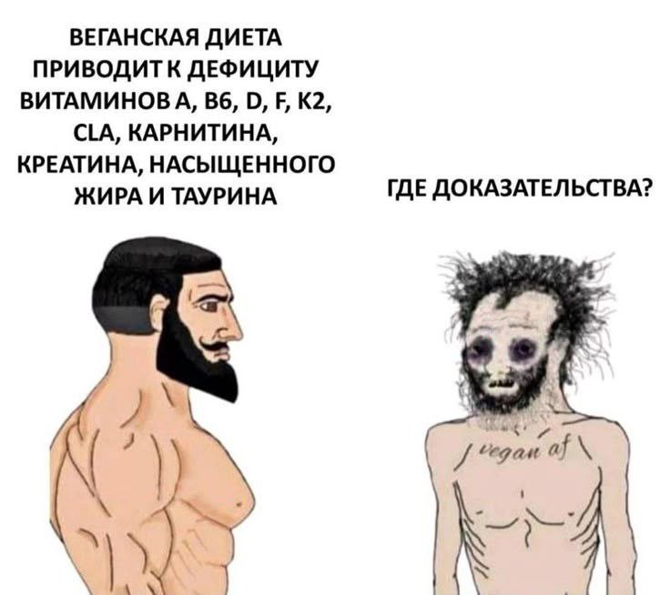 ВЕГАНСКАЯ ДИЕТА ПРИВОДИТК ДЕФИЦИТУ ВИТАМИНОВ А, О, CLA, КАРНИТИНА, КРЕАТИНА, НАСЫЩЕННОГО ЖИРА И ТАУРИНА ГДЕ ДОКАЗАТЕЛЬСТВА?