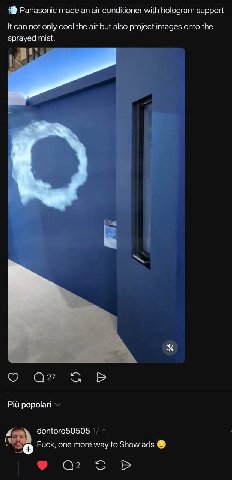 Panasonic made air conditioner with hologram support К can not only cool the air but also project images onto the sprayed mist. о popolari dontoro50505 Fuck, one more way to Show ads