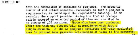 SLIDE 10 ON Note the comparison of sessions to projects. The specific number of collection sessions, necessary to meet a project's requirements, is based upon the requestor's tasking. As an example, t