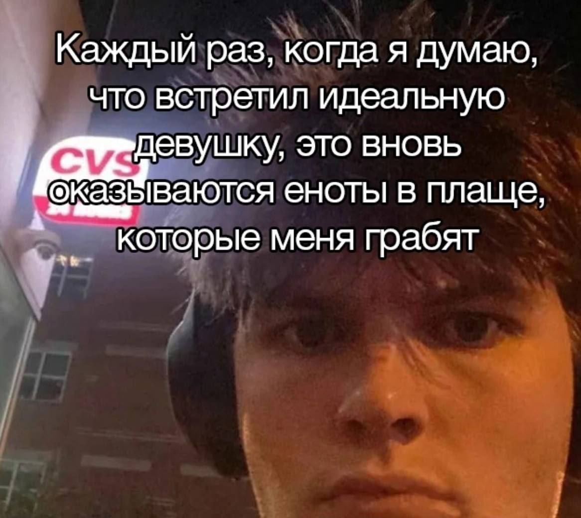 Каждый раз, когда я думаю, что встретил идеальную ‚девушку, это ВНОВЬ оказываются еноты в плаще, которые меня грабят