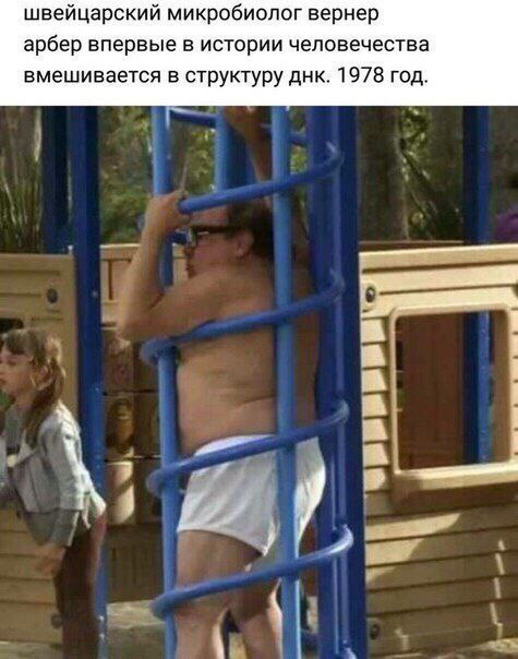 швейцарский микробиолог вернер арбер впервые в истории человечества вмешивается в структуру днк. 1978 год.