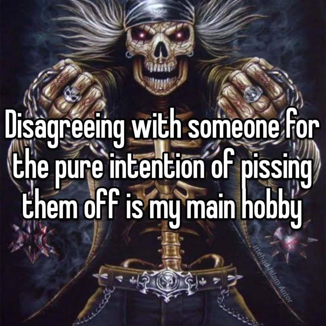 Disagreeing with someone For the pure intention of them of is my main hobby