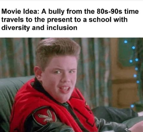 Movie Idea: А bully from the time travels to the present to a school with diversity and inclusion