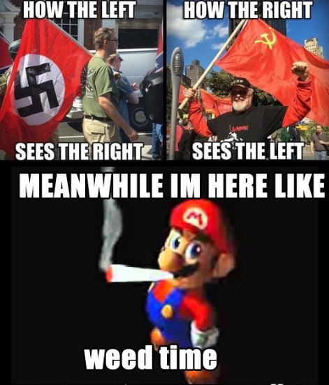 HOW THE LEFT HOW THE RIGHT SEES SEES THE LEFT MEANWHILE HERE LIKE weed time