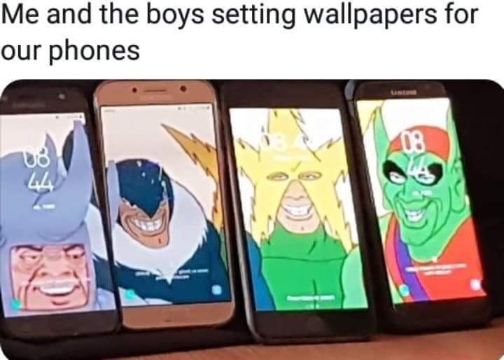 and the boys setting wallpapers for our phones it 4