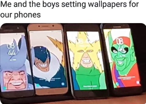 and the boys setting wallpapers for our phones it 4