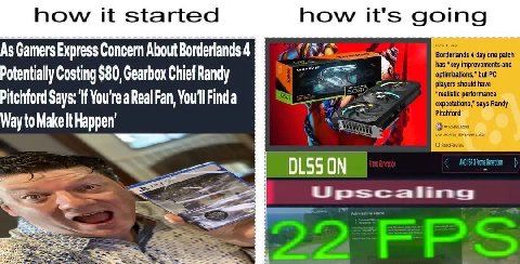 how it started how it's going As Gamers Express Concern About Borderlands 4 Potentially Costing $80, Gearbox Chief Randy Pitchford Says: If Real Fan, You'll Finda Way to Маке Happen’ ON A с