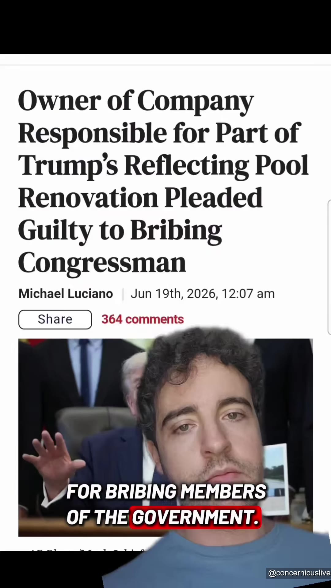 Owner of Company Trump’s Reflecting Pool Renovation Pleaded Guilty to Bribing | FOR BRIBING MEMBERS