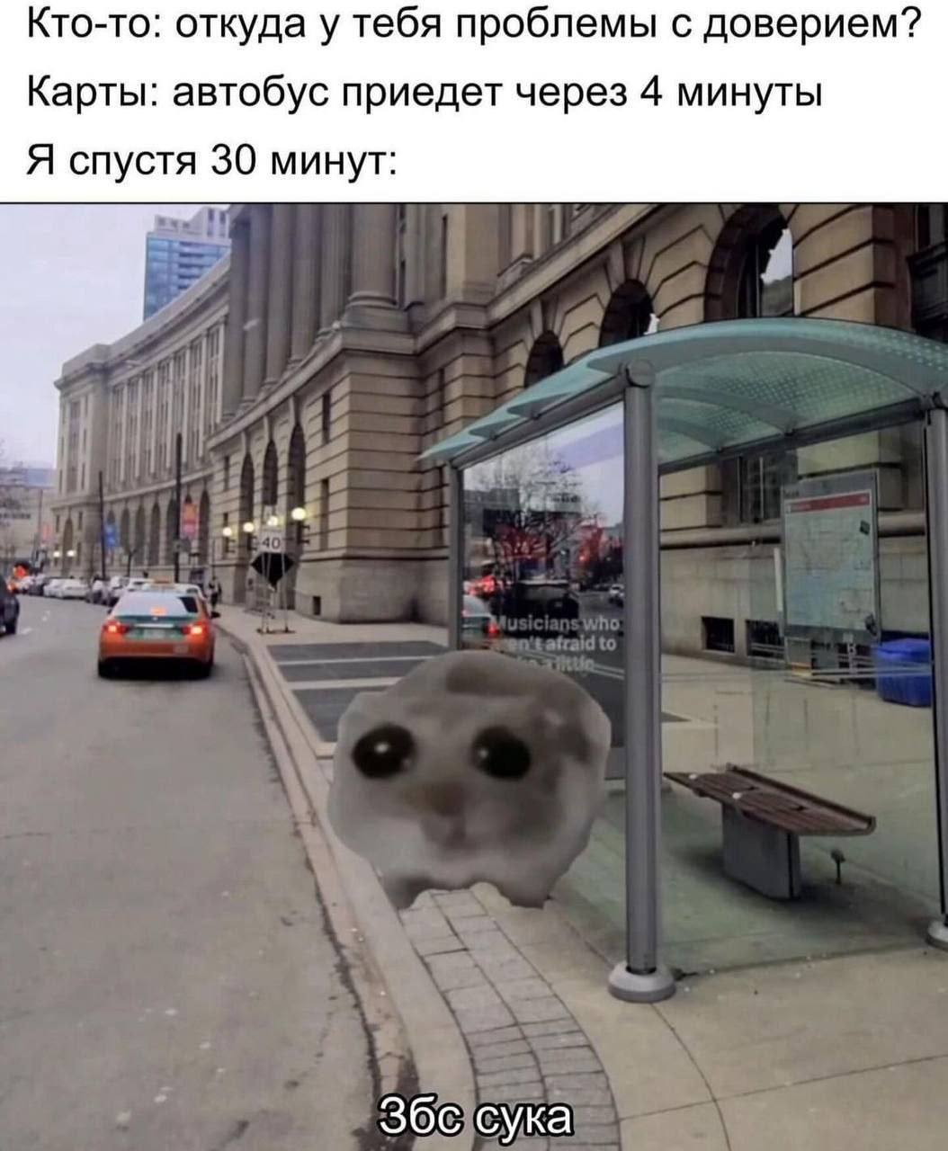 Кто-то: откуда у тебя проблемы с доверием? Карты: автобус приедет через 4 минуты Я спустя 30 минут: Збс сука