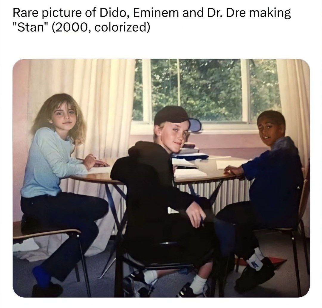 Rare picture of Dido, Eminem and Dre making "Stan" (2000, colorized) 4 В