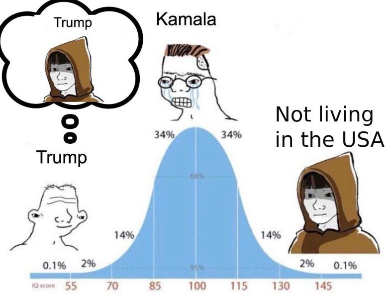 Kamala Not living 34% 34% in the USA Trump 14% 14% 0.1% 2% 2% 0.1% 55 70 85 100 115 130 145