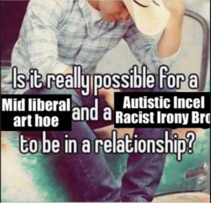 3° 4 possibile Гога Autistic Incel 9 Racist Irony Bre be in а relationship?