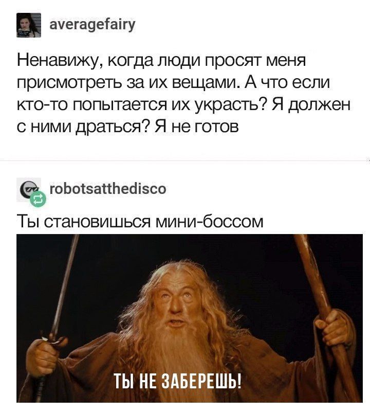 averagefairy Ненавижу, когда люди просят меня присмотреть за вещами. А что если кто-то попытается украсть? Я должен с ними драться? Я не готов robotsatthedisco 4 Ты становишься мини-боссом ТЫ НЕ ЗАБЕР