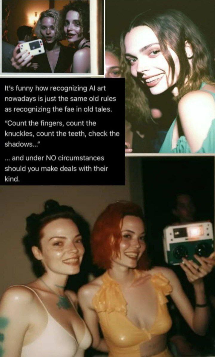 a! It's funny how recognizing art nowadays is just the same old rules as recognizing the fae in old tales. “Count the fingers, count the knuckles, count the teeth, check the shadows...” and under NO c