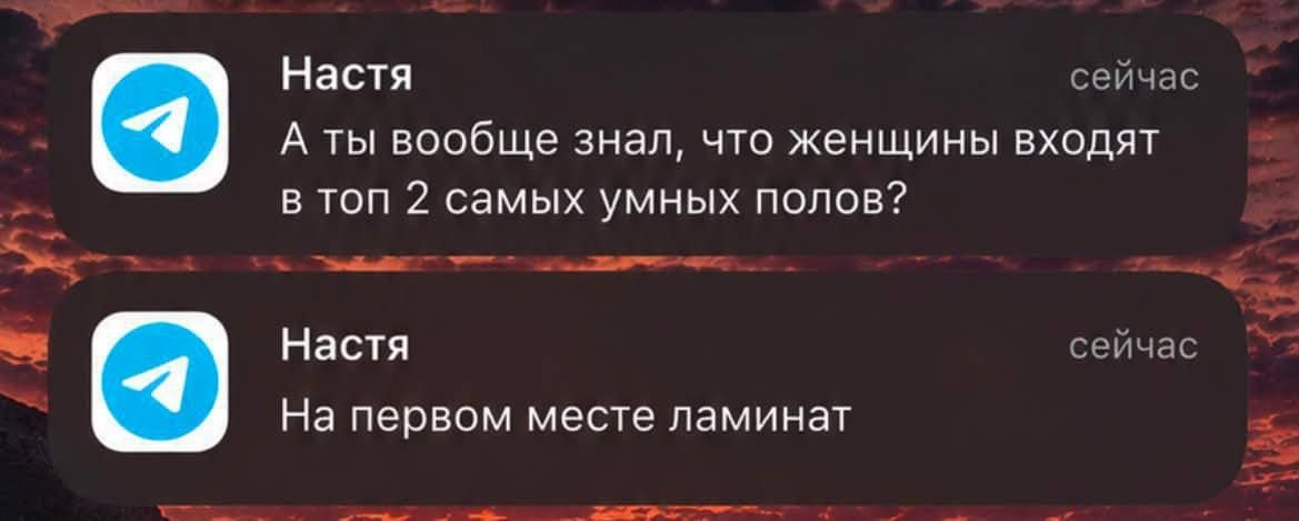 Настя сейчас А ты вообще знал, что женщины входят в топ 2 самых умных полов? Настя сейчас На первом месте ламинат