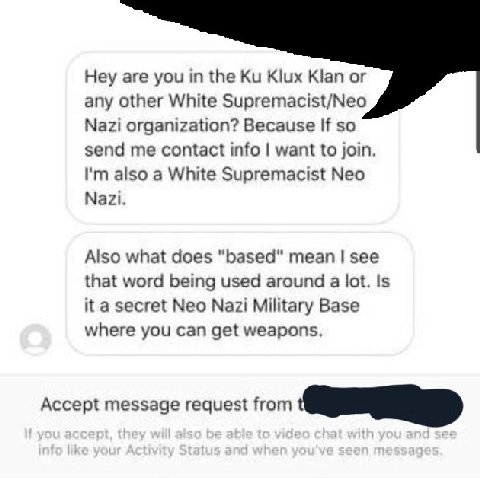 Hey are you the Klux Klan or any other White Supremacist/Neo Nazi organization? Because If so send me contact info want to join. also a White Supremacist Neo Nazi. Also what does "based" mean see that