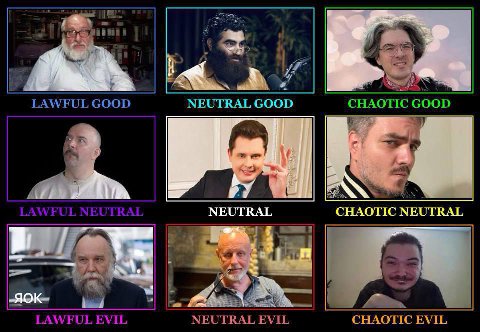 LAWFUL GOOD NEUTRAL GOOD GOOD CHAOTIC NEUTRAL CHAOTIC NEUTRAL a LAWFUL EVIL NEUTRAL EVIL CHAOTIC EVIL